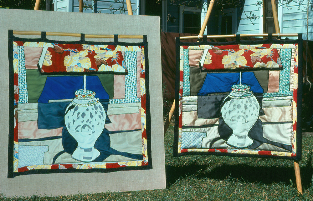 Lamp painting and quilt